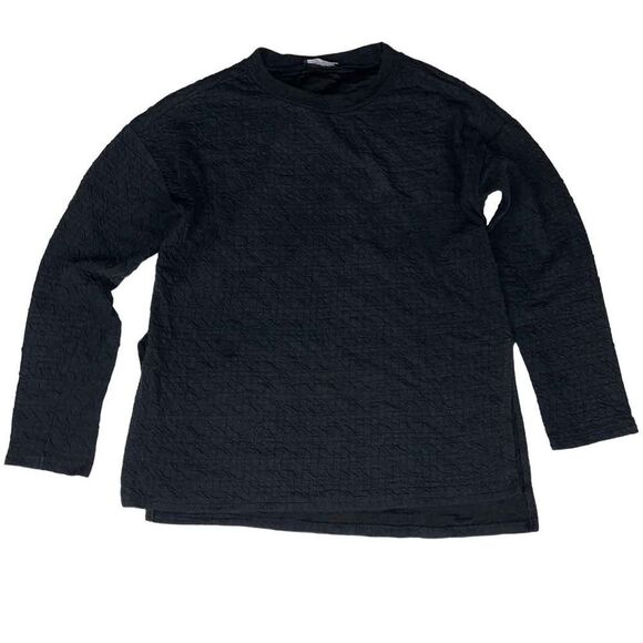 Zara Trafaluc Black Quilted Asymmetric Hem Sweatshirt Size Small - Picture 1 of 8